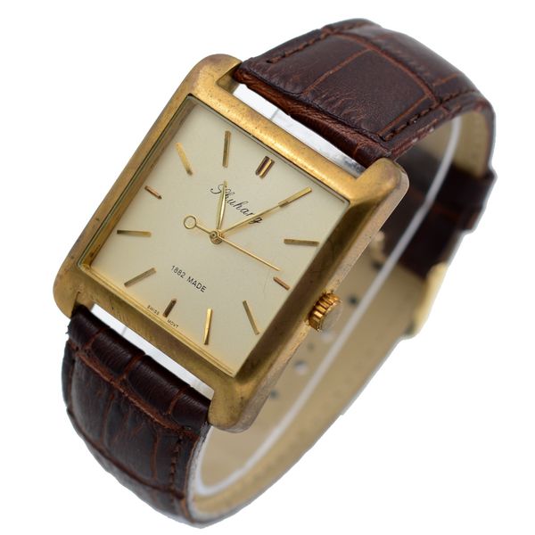 

fashion vintage men's skeleton hand-wind mechanical wristwatch square dial design watches genuine leather relogio masculino, Slivery;brown