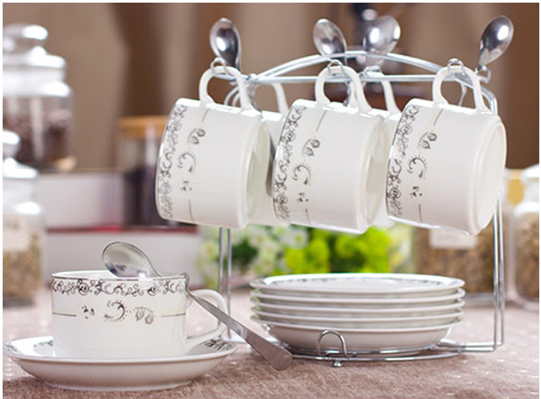 

simple european-style coffee cup set 6 pieces of creative bone china