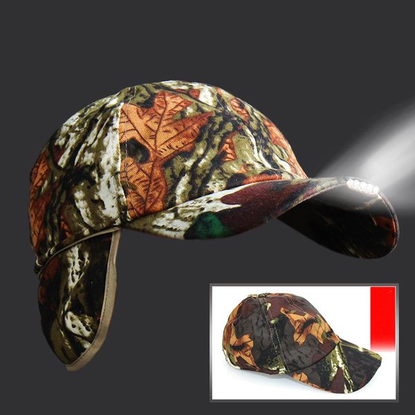 

2018 Новый ночной рыбалки шапки хлопок материалы камуфляж с светодиодные лампы скл