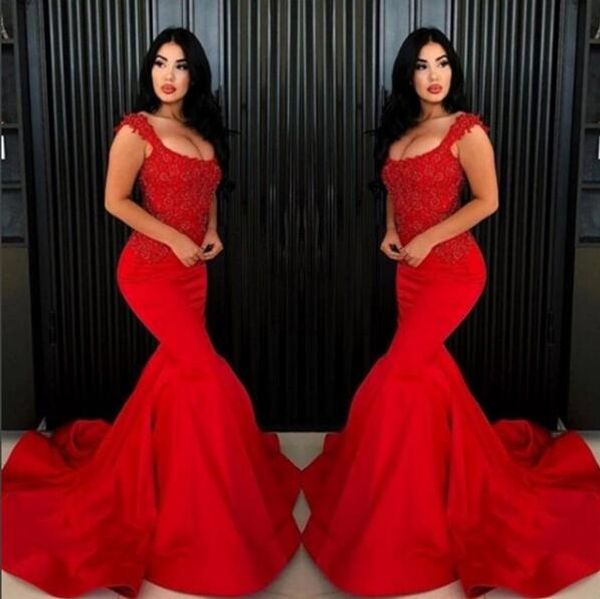 

mermaid red long prom dresses fitted red 2019 new satin zuhair murad beaded party evening dresses vestidos de noche, Black