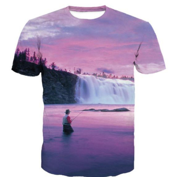 

fashion fisherman t-shirt funny 3d printed women/men short sleeve t-shirt casual k329, White;black