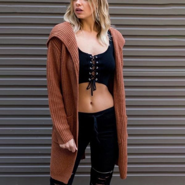 

Eur Lady's Long Cardigan Women Twist Sweater Bandage Split On Back Top Casual Long Sleeves Oversize Coat Top Clothing For Sales