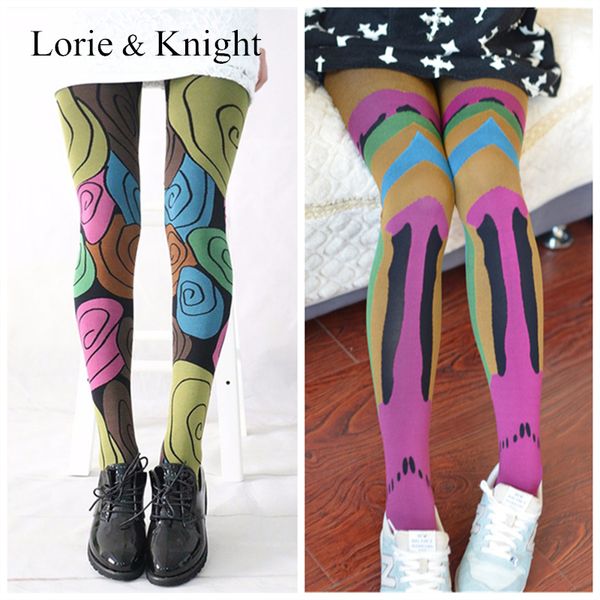 

japanese harajuku colored patterned summer tights stockings for ladies, Silver