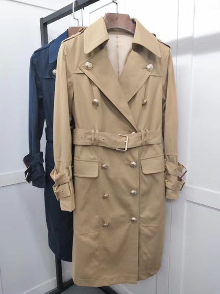 

2018 new women double breasted cotton fashion trench coat 2 color rmsx, Tan;black