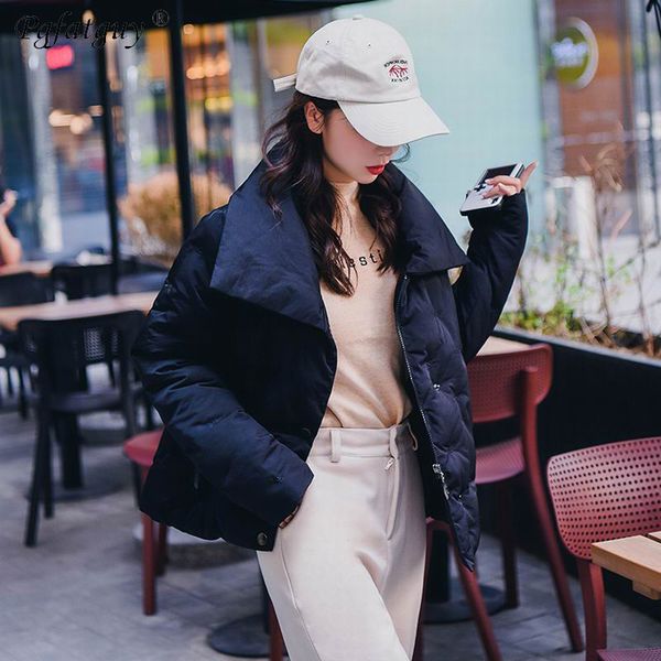 

winter fashion women jackets short design cute cotton padded black coats casual warm stand loose padded parkas casaco feminino