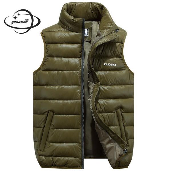 

yauamdb men vests coat 2017 autumn winter size s-6xl male cotton pockets waistcoat stand collar sleeveless warm slim jacket y52, Black;white