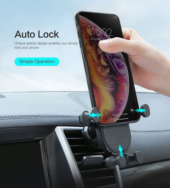 2019 Yunrt Gravity Car Phone Stand Holder Auto Lock Air Vent Mount Holder For Phone In Car Bracket Car Holder For Iphone Xs Max Xr X 8 Plus From