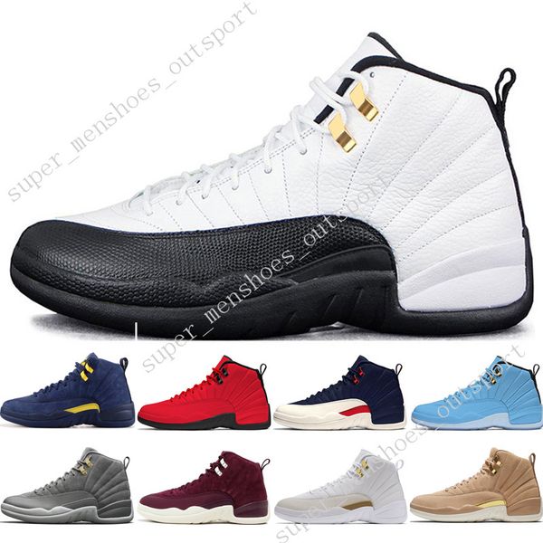 

12 12s men basketball shoes michigan bulls college navy unc nyc vachetta tan wheat dark grey bordeaux wings milan black mens sports sneakers