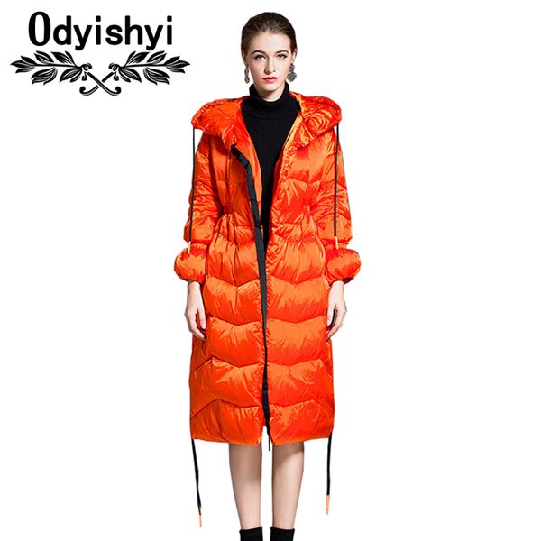 

winter thicken warm down jackets female 2018 new hooded slim long outerwear casual large size ladies white duck down coats hs584, Black