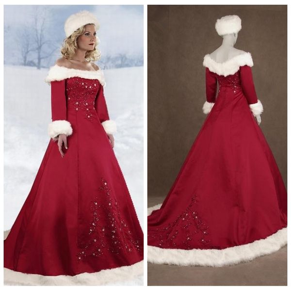 

2019 vintage a-line faux bateau long sleeves wedding dresses beaded customized bridal gowns long women formal wedding party wear plus size, White