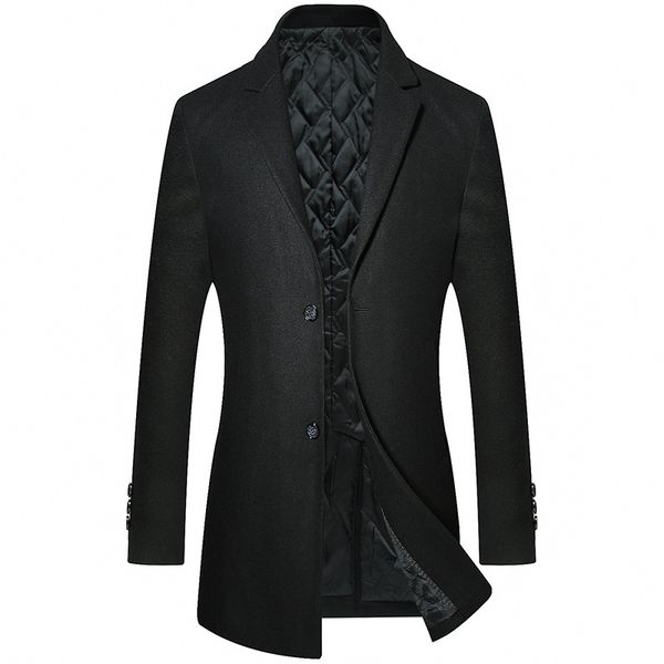 

2018 autumn new casual long men overcoat slim fit coat men winter, Black