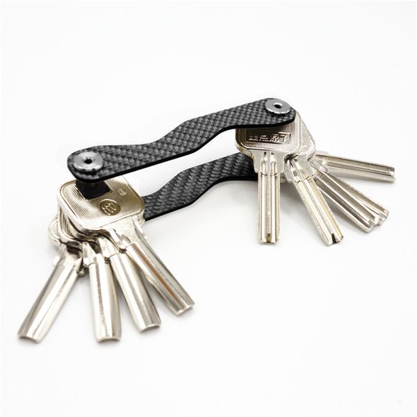 Smart Key Holder Keychain Organizer tascabile in fibra di carbonio Housekeeper Multi Keychain Pocket key Tool Organizer nero