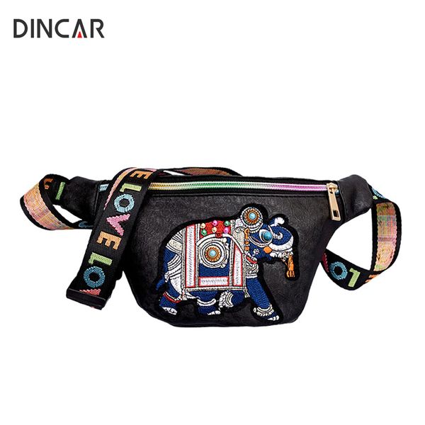 

embroidery elephant waist bag women fanny packs colors pu leather ladies belt chest bags wide staps female shoulder bag handbags