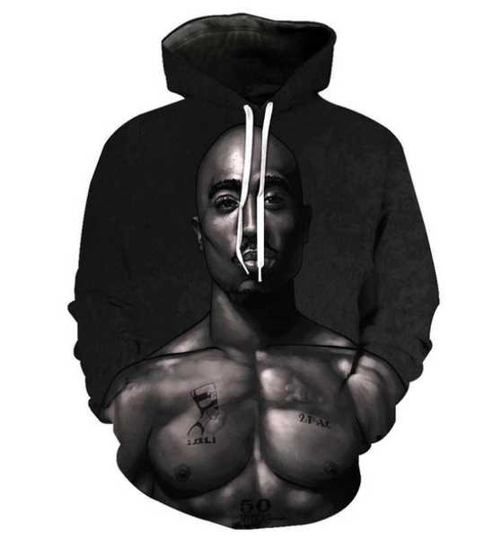 

fashion womens/mens harajuku style 2pac tupac funny 3d print casual crewneck hoodies plus size lms055, Black