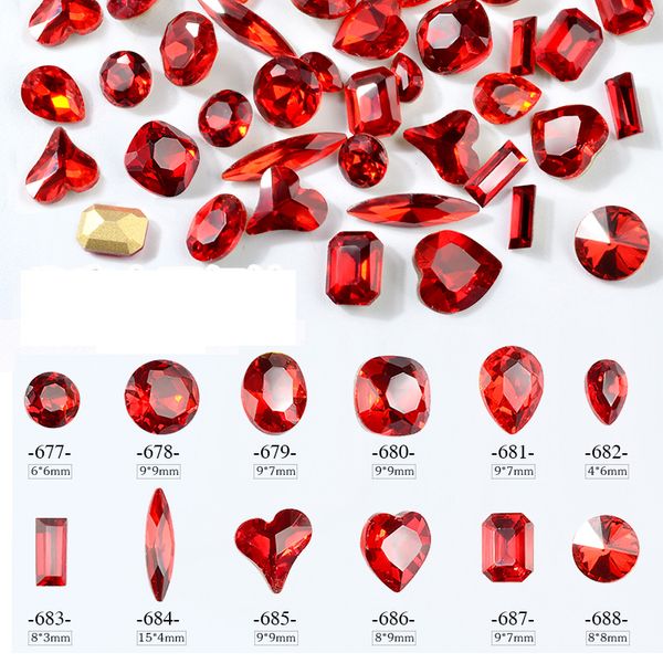 

10pcs/pack china red crystal nail art rhinestones shiny 3d sharp bottom water drop heart design jewelry diy glitter decorations, Silver;gold
