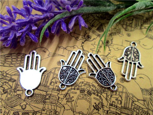

60pcs--antique tibetan silver hamsa hand charms pendant, hamsa charms 16x25mm, Bronze;silver
