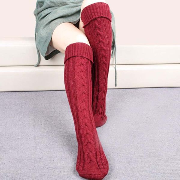 

women boot socks women's winter warm indoor home socks crochet knit socks, Black