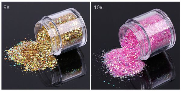 

wre #12colors (10g jar)new colors acrylic gel nail art tips design nail art spangles decorative glitter flake, Silver;gold