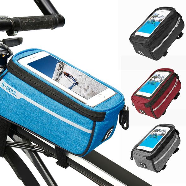 

b-soul waterproof bicycle bags touch screen mtb cycling bags panniers bike frame front tube storage bag 6.0inch bike accessories