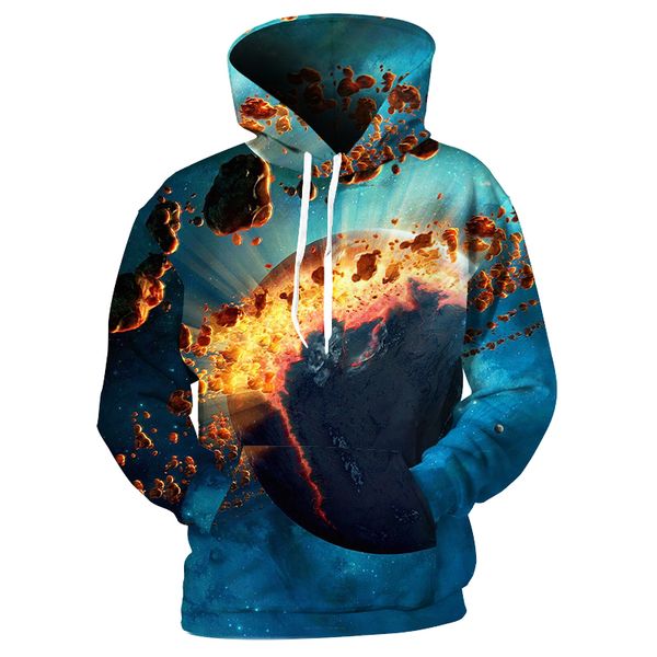

cloudstyle 2018 universe men hoodies 3d volcanic pullovers casual sweatshirts loose hoodie tracksuits streetwear, Black