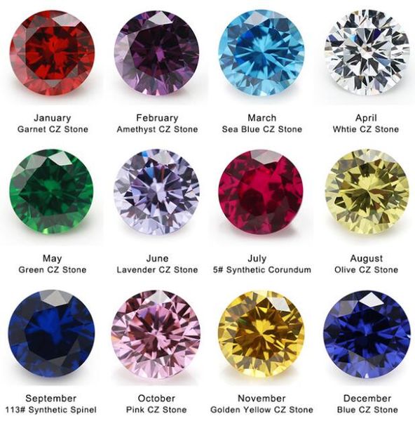 

12шт 4 мм~10 мм день рождения камень 1 шт. в цвета свободные круглые цирконий CZ камень