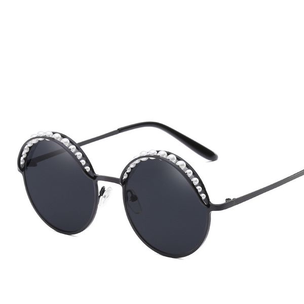 

2018 metal frame pearl ornamental eye frame sunglasses men feminino sun glasses women gafas de sol mujer jx66248, White;black