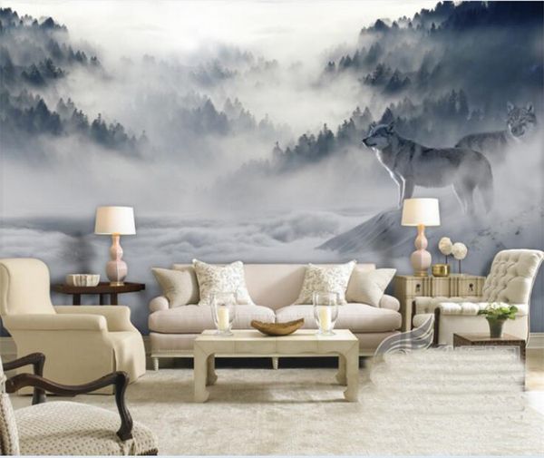 Téléchargement gratuit Images Acheter Foret Montagne Brouillard Loup 3d Animal Papel Peinture actualisé salutations