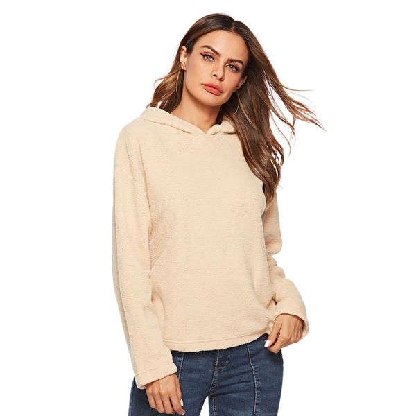 

autumn winter sweatshirt women fashion solid color hoodie sweatshirt casual long sleeve warm female pullover, Black