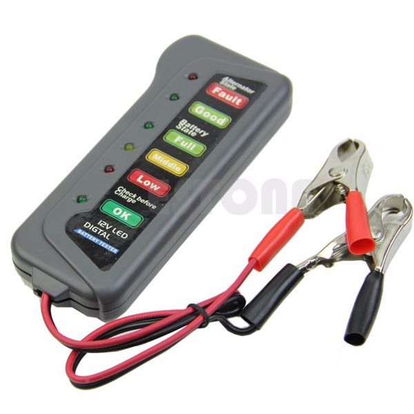 

12v car motorcycle led digital battery alternator tester 6 led display indicate
