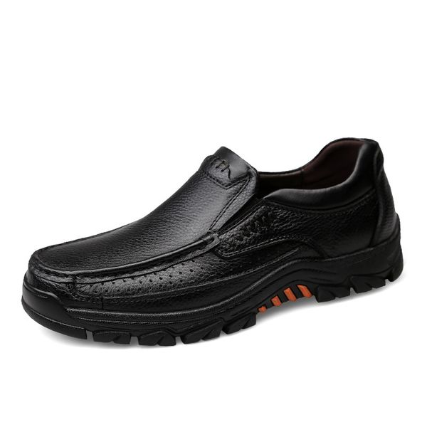 

breathable 2019 men casual shoes genuine leather men loafers flat italian shoes comfortable sneakers big size 37-47, Black