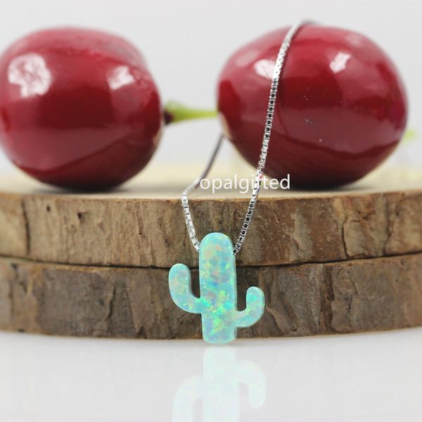 

whole sale1pc/lot 11*13mm light green cactus opal necklace 925 sterling silver cactus opal necklace & pendant white of jewelry