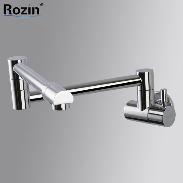 Wall Mount Chrome Brass Cold Water Bathroom Kitchen Faucet Single Handle Stretch Folding Kitchen Water Taps