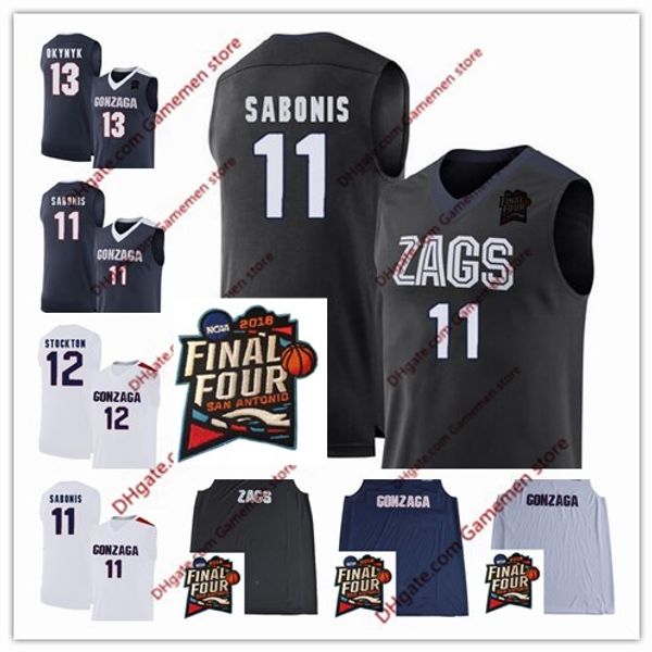 

Killian Tillie Gonzaga Bulldogs College Basketball 12 John Stockton Josh Perkins 2018 final four patch navy blue black white S-3XL