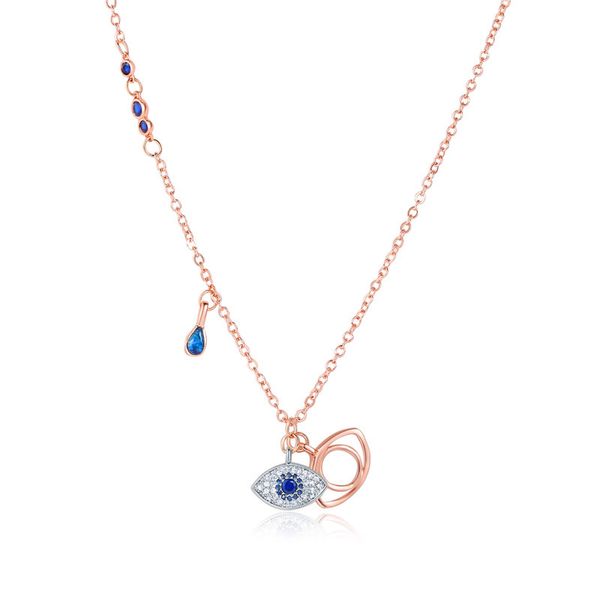 

evil eye pendant necklaces for women blue eye crystal pendants rose gold chain necklace fashion jewelry, Silver