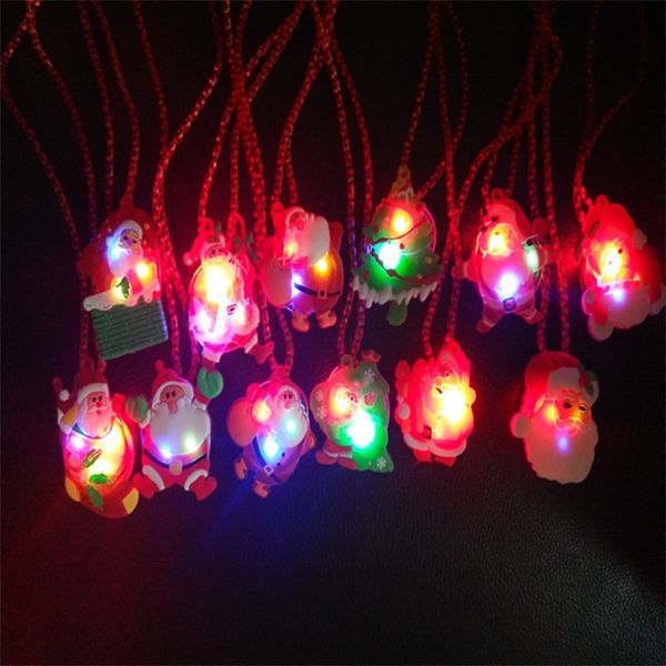 

christmas necklace children plastic santa claus pendant kids gift party decoration led luminescence halloween 0 95js hh