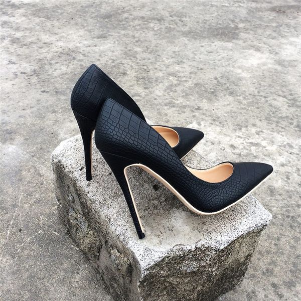 

lady women woman 2019ss new black python snake leather high heels shoes stiletto heels poined toes wedding heeled shoes pump
