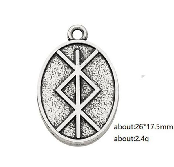 

2021 nordic vikings runes amulet pendant talisman men diy jewelry making oval shape metal floating charms, Bronze;silver