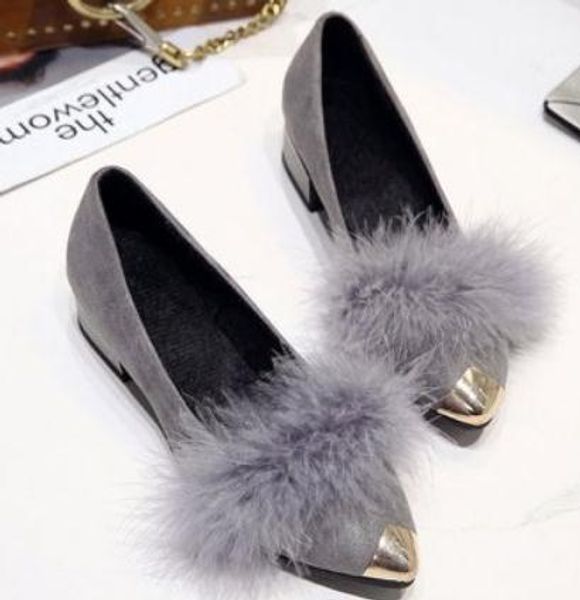 

women's shoes spring and autumn low heel pointed end suede@966, Black