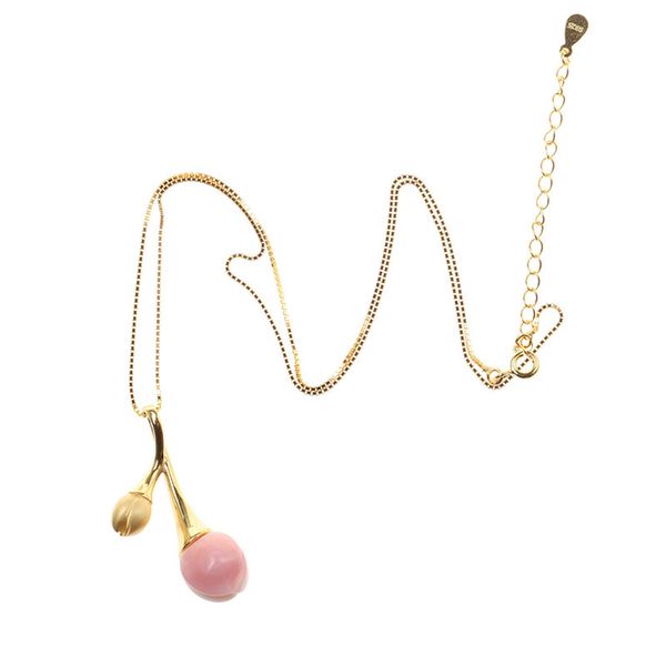 

new fashion 100% 925 sterling silver tulips pendant&necklace for women giod color shell necklace hipping
