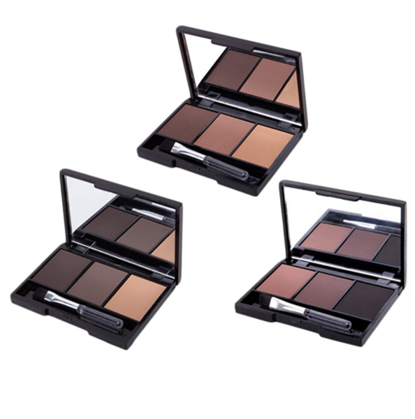 3 Color Eyebrow Powder Palette Cosmetic Brand Professional Waterproof Makeup Eye Shadow With Brush Mirror Box Free Shipping