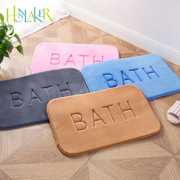 2019 Honlaker Exquisite Embroidery Bath Letters Bathroom Mats Slow
