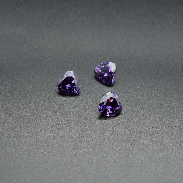 

500pcs/lot amethyst cz heart shape 3-8mm cubic zirconia machine cut synthetic loose stones for jewelry setting ship, Black