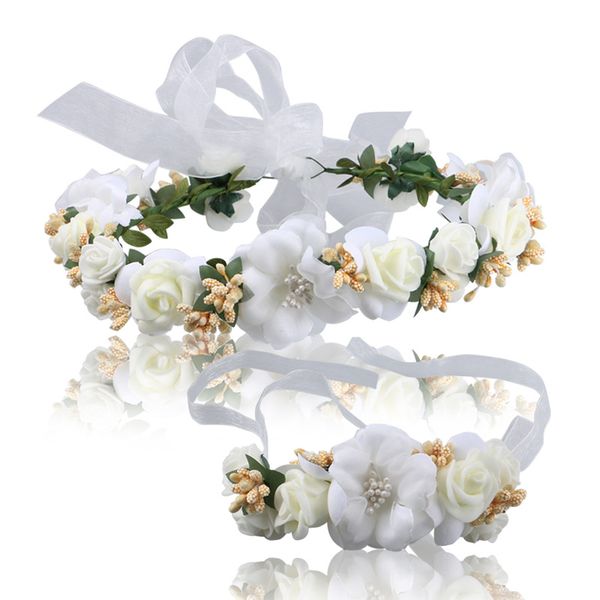 

artificial bridal white hair flowers and wrist for beach wedding party bridal bridesmaid chic headband for brides wedding dress studio, Silver
