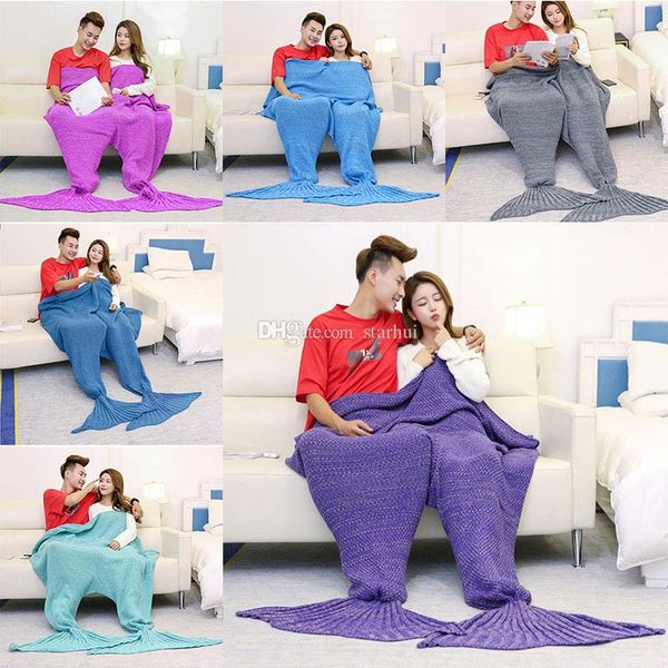 

150*180cm double mermaid blanket mermaid tail knitted blankets sofa quilt rug sleeping sack knit blanket 6 color wx9-145
