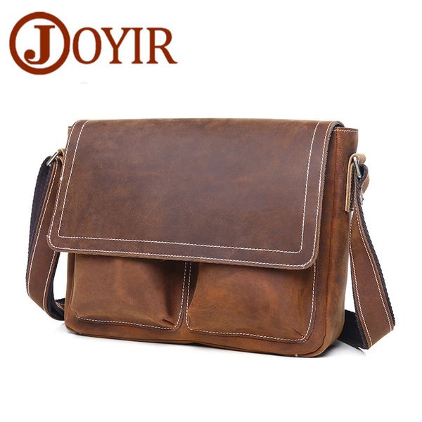 

joyir luxury men real leather shoulder bag genuine leather men bag hasp male big capacity crossbody bags vintage messenger