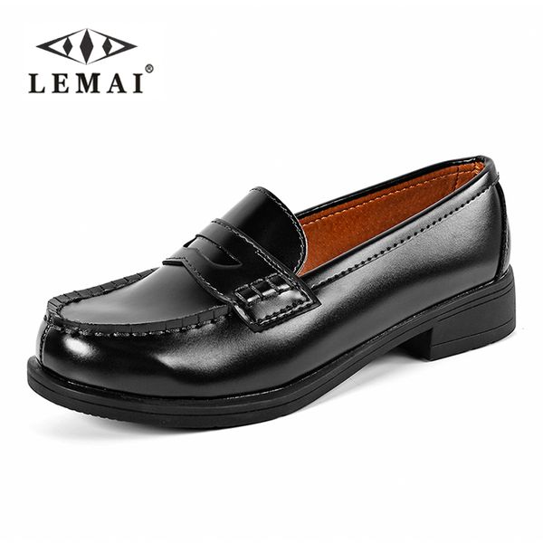 

lemai women slip on loafers patent leather brogues shoes woman oxford shoes flat platform plus size eur41, Black
