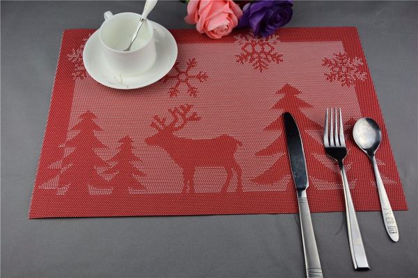 

3 color pvc christmas table mat table placemat kitchen dinning waterproof cloth pad mat decoration