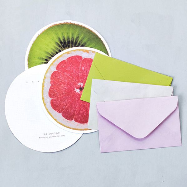 

3 pcs envelope+3 pcs letter paper with stickers fruit letter pad sets stationery writing paper office&school supplies