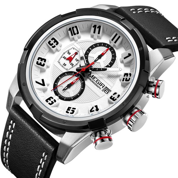 

relogio masculino watches men leather band quartz wrist wristwatch mens sport watches men waterproof fashion white face 2018, Slivery;brown