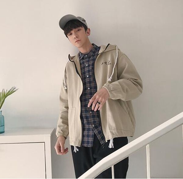 

man han edition of the new age season fashion boutique personality embroidery hooded loose boys jacket m - 2 xl, Black;brown